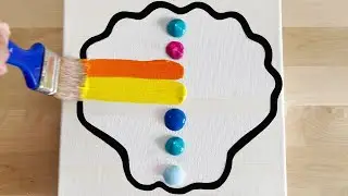 SEASHELL Silhouette Art | Sunset Acrylic Painting Tutorial | Satisfying masking tape ASMR
