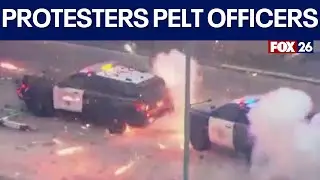 LA ICE Protests: Police cars damaged by protesters