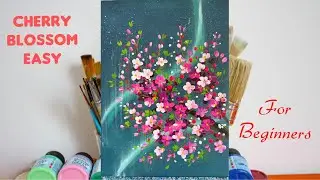 #001 | Easy Acrylic Painting Tutorial | Cherry Blossom Tree Under Starry Galaxy Night Sky 🌌🌸