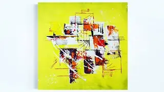 Intuitive painting on yellow canvas