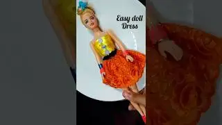 Barbie dress with ribbon/  barbie dress with lace/ DIY Doll dress #shorts #ytshorts #vir