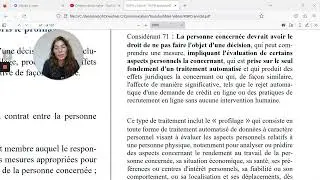 133. Article 22 (+ consid&eacute;rant 71) D&eacute;cision individuelle automatis&eacute;e + profilage