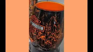 Harley-Davidson Dominoes and Stemless Wine Glasses #alcoholinks #crackleacrylicpaint