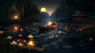 Moonlit Lotus Lake Sleep Piano (4K, FIXED FRAME) | 달빛 연못 수면 피아노