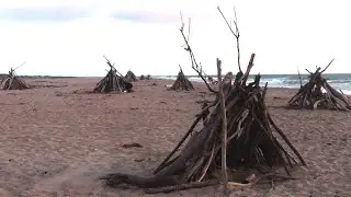 Sasquatch Stick Structures 100 | TEEPEE VILLAGE BY THE SEA [10+ Structures Popped Up Overnight]