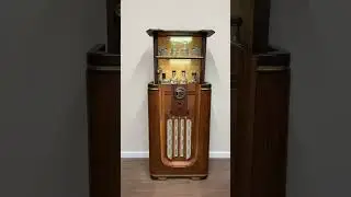 Motorized lifting vintage radio bar cabinet #mcm #vintage #speakeasy #midcenturymodern #woodworking