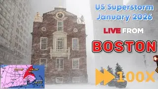 ⏩ 100x Time Lapse of the U.S. SUPERSTORM January 2026 Live 360&deg; Weather Stream from Boston