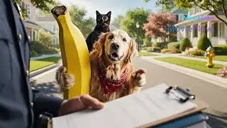 Dog on Skateboard with Bananaphone gets stopped by the fun police!