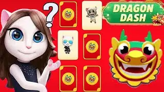 Talking Tom Gold Run Dragon Dash event Lucky Cards Agent Angela & Mummy Tom vs Roy Raccoon Gameplay