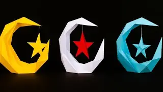 Origami Art: Crescent Moon and Star | Paper Folding Magic🌙⭐Crafty Plus #origami #moonstars #ytviral