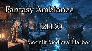 Medieval Harbor at Night 🌙 Calm Sea & Moonlight Reflections | Fantasy Ambience 2H30