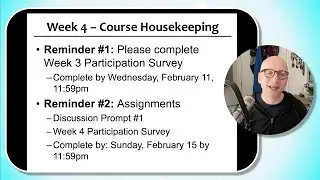 SW 260A - Critical Disability - Week 4 - Video 0 - Course Housekeeping