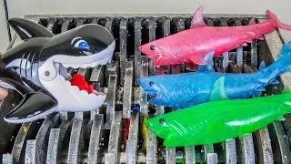 SHREDDING SQUISHY WHALES AND SHARKS! RECYCLING OLD TOYS TO MAKE PLASTIC