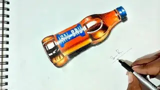 3D Hyper - Realistic drawing |  IRN BRU cold drink bottle 🍾 Looks Just like Real this...🤯