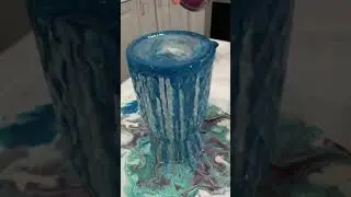 Acrylic Paint Pouring on Glass Vase