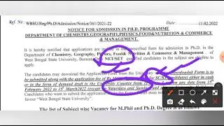PhD Admission 2022 || West Bengal State University ||