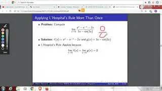 MATH 215 4/22 Lecture: L'Hospital's Rule and Optimization