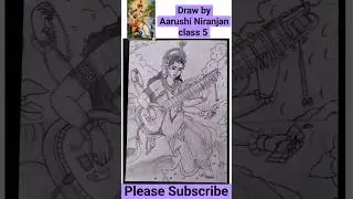 Saraswati maa drawing, How To Draw Saraswati Mata With Grid Method, Basant Panchami Drawing#ytshorts