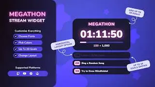 Megathon Timer Widget ⏱️ Subathon Countdown & Goals for Twitch Streams