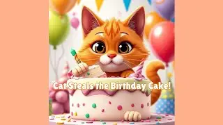 Cat Steals Birthday Cake 🎂😂  #catventures #catfunny #catcake #cat #cute 