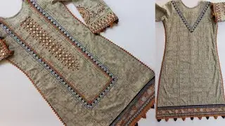 ✅️Decent Front Back Side Pintex design shirt making/Simple side design style kurti cutting stitching