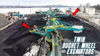 TWIN BUCKET WHEEL EXCAVATORS | Loading a ship with coal 4K