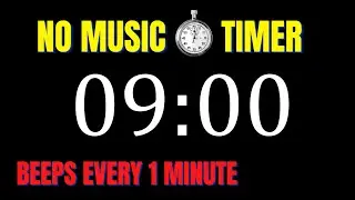 9 Minute Workout Countdown Timer with 1 Minute Interval Beeps | NO MUSIC