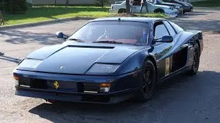 1990 Ferrari Testarossa Koenig Specials Leaving Chicago Cars and Coffee Show - Amazing Sounding F12!