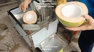 M&aacute;y cắt đ&ocirc;i dừa sọ cứng kem dừa - fresh coconut skull cutting machine make ice cream coconut