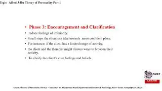 FACULTY456 PSY313 KUST20201 L10 P2  Alfred Adler Theory of Personality