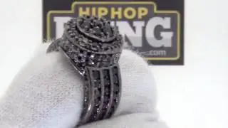 Black Cluster Bling Bling Ring | Hip Hop Jewelry