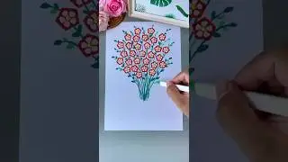 Beautiful flower bouquet art using cut bhindi (okra) &ndash; easy DIY painting for kids and beginners