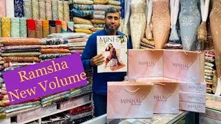 Orignal Brand *RAMSHA* Minhal Vo-9 Special Handmade Neck New Volume 2023 Organza Fancy Dress 3pcs