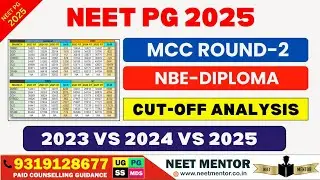 NEET PG 2025 🔥 Анализ тенденций проходных баллов NBE-DIPLOMA во 2-м раунде MCC (2023, 2024 и 2025...