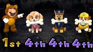 Mario Party 9 Minigames Mario Tanooki vs Skye vs Rubble vs Chase | Master CPU Battle
