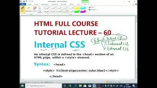 HTML LECTURE- 69| Internal CSS| Style Element| Internal CSS Syntax With Code|(@EnhanceCodeLearning