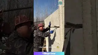 Satisfying Concrete Panel Installation! Building Walls Like LEGO! 😎🧱 #satisfying #construction