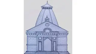 Kedarnath temple drawing. Kedarnath Shiva temple easy drawing. Kedarnath mandir drawing.Shiva temple
