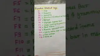 Function shortcut keys