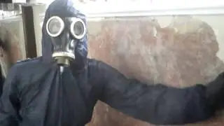 Coverall Suit Gas Mask Fetish Tearing down wallpaper