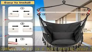 Y- Stop Hammock Chair Hanging Rope Swing, Max 500 Lbs, 2 Cushions Included, Large Macrame Hanging C
