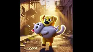 The Sunny Friendship of Golden Dog and Fat Cat.