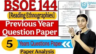 BSOE 144| Previous Year Question Paper| Last Five Years Questions Paper|Important Questions| IGNOU