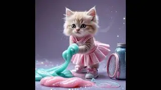Cutest Slime Disaster Ever 😹💞 #cat #cute #slime #playing #kitten #catlovers