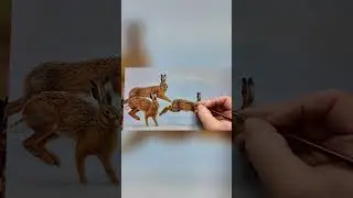 Painting a winter hare scene🎨🖌🐇