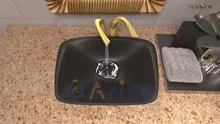 3D Technical Product Animation | CERA Matt Black tap Basin and French Gold Tap | Arise3D