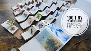 100 Tiny Paintings Challenge, Art tool kit, Mini watercolor sketchbook, accordion sketchbook.