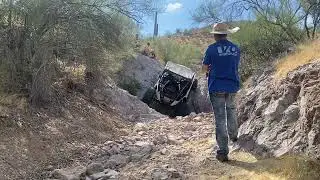 Buggie on unknown trail in Arizona going up waterfall
