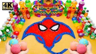 Spiderman Stingray Explosion with Orbeez &ndash; Coca-Cola, Fanta, Monster, Schweppes vs Bath Bomb!