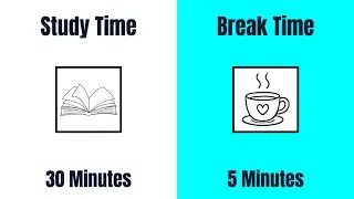 Blue & White Pomodoro Timer | 6 Study Sessions | 30-Min Focus Timer